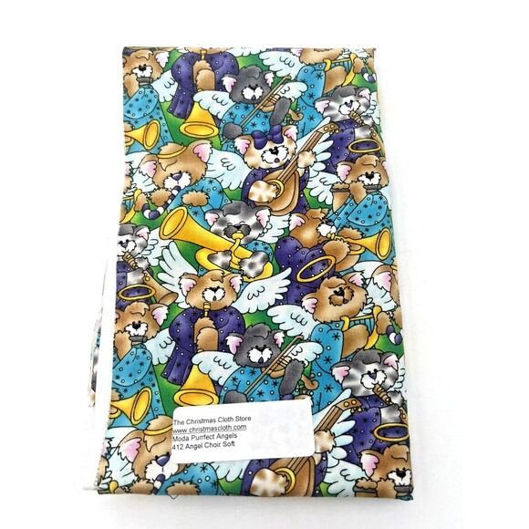 3 Pc KidStuff Purr-fectly Angelic Moda Fabrics Cotton Fabric 45"W 2 Yd Total NEW - Picture 2 of 7